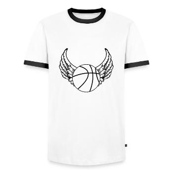 Basket-ball volant - T-shirt contrasté Homme - blanc/noir - Devant - AI Model Female 172 light (172cm) & AI Model Male 178 dark (178cm)