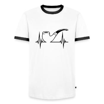 Tabakpfeife Puls Herzschlag - Männer Kontrast-T-Shirt - Weiß/Schwarz - Vorne - AI Model Female 172 light (172cm) & AI Model Male 178 dark (178cm)