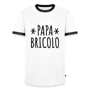 Papa bricolo père bricoleur - T-shirt contrasté Homme - blanc/noir - Devant - AI Model Female 172 light (172cm) & AI Model Male 178 dark (178cm)