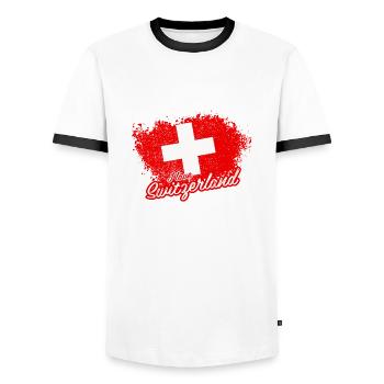 I love Switzerland - Men's Ringer Shirt - white/black - Front - AI Model Female 172 light (172cm) & AI Model Male 178 dark (178cm)