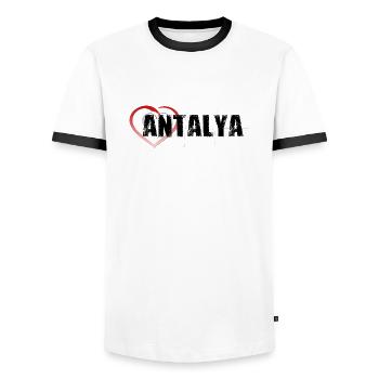 Antalya - Männer Kontrast-T-Shirt - Weiß/Schwarz - Vorne - AI Model Female 172 light (172cm) & AI Model Male 178 dark (178cm)