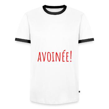 vint diou mais quelle avoinée! cadeau savoyard - T-shirt contrasté Homme - blanc/noir - Devant - AI Model Female 172 light (172cm) & AI Model Male 178 dark (178cm)