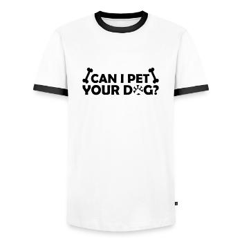 Caressez votre chien en disant - T-shirt contrasté Homme - blanc/noir - Devant - AI Model Female 172 light (172cm) & AI Model Male 178 dark (178cm)