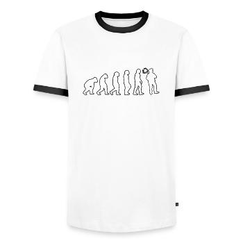 Schornsteinfeger Essenkehrer Evolution Kaminkehrer - Männer Kontrast-T-Shirt - Weiß/Schwarz - Vorne - AI Model Female 172 light (172cm) & AI Model Male 178 dark (178cm)