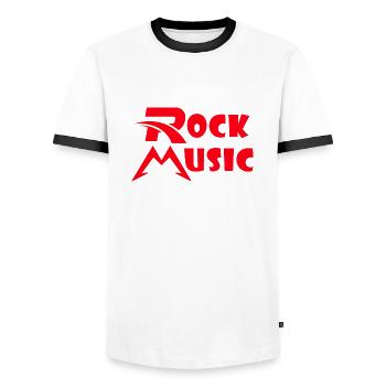 Musique Rock , Vêtements Rock - T-shirt contrasté Homme - blanc/noir - Devant - AI Model Female 172 light (172cm) & AI Model Male 178 dark (178cm)