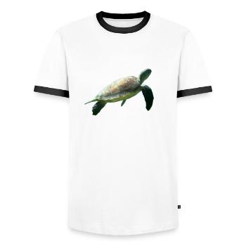 Tortue - T-shirt contrasté Homme - blanc/noir - Devant - AI Model Female 172 light (172cm) & AI Model Male 178 dark (178cm)