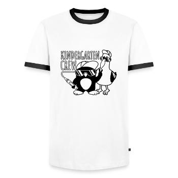 Pinguin Möwe Kindergarten Crew - Männer Kontrast-T-Shirt - Weiß/Schwarz - Vorne - AI Model Female 172 light (172cm) & AI Model Male 178 dark (178cm)