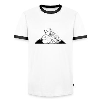 Triangle Mountains Contour Lines - Men's Ringer Shirt - white/black - Front - AI Model Female 172 light (172cm) & AI Model Male 178 dark (178cm)