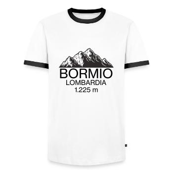 Bormio-Logo - Männer Kontrast-T-Shirt - Weiß/Schwarz - Vorne - AI Model Female 172 light (172cm) & AI Model Male 178 dark (178cm)