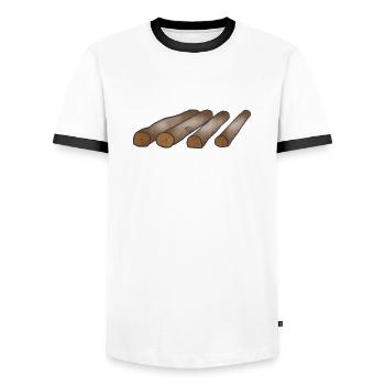 Holz Heizen Holz Liebhaber Geschenk - Männer Kontrast-T-Shirt - Weiß/Schwarz - Vorne - AI Model Female 172 light (172cm) & AI Model Male 178 dark (178cm)