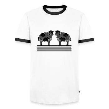 Rams - Men's Ringer Shirt - white/black - Front - AI Model Female 172 light (172cm) & AI Model Male 178 dark (178cm)