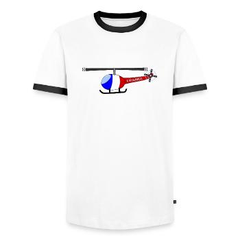 Hélicoptère France Flag Enfants - T-shirt contrasté Homme - blanc/noir - Devant - AI Model Female 172 light (172cm) & AI Model Male 178 dark (178cm)