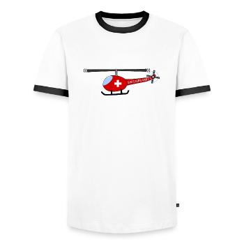 Helicopter Switzerland Flag Children - Men's Ringer Shirt - white/black - Front - AI Model Female 172 light (172cm) & AI Model Male 178 dark (178cm)
