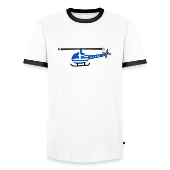 Helicopter Greece Flag Children - Men's Ringer Shirt - white/black - Front - AI Model Female 172 light (172cm) & AI Model Male 178 dark (178cm)