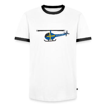 Helicopter Sweden Flag Children - Men's Ringer Shirt - white/black - Front - AI Model Female 172 light (172cm) & AI Model Male 178 dark (178cm)
