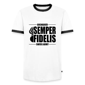 Grenadier - Men's Ringer Shirt - white/black - Front - AI Model Female 172 light (172cm) & AI Model Male 178 dark (178cm)