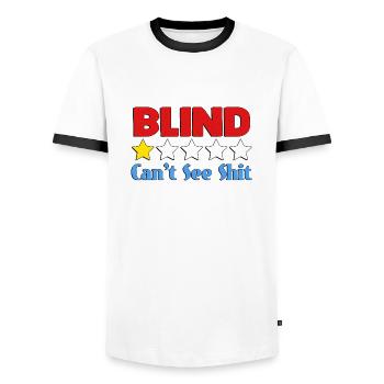 Blind Can't See Shit - Men's Ringer Shirt - white/black - Front - AI Model Female 172 light (172cm) & AI Model Male 178 dark (178cm)