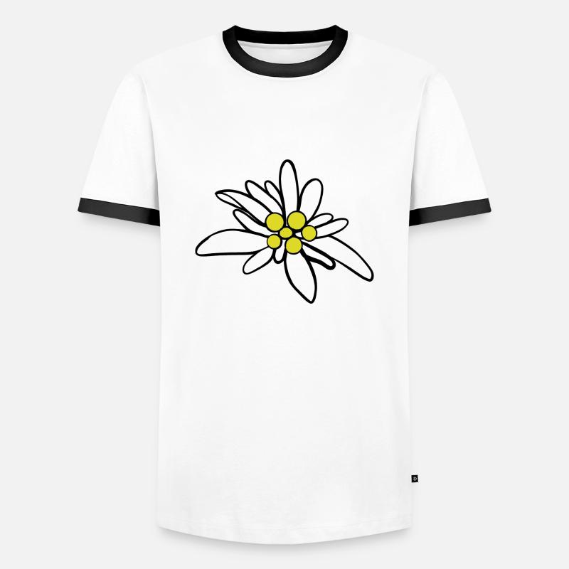 Edelweiß 1 - Männer Kontrast-T-Shirt - Weiß/Schwarz