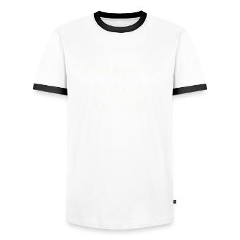 Loch in einem - Männer Kontrast-T-Shirt - Weiß/Schwarz - Vorne - AI Model Female 172 light (172cm) & AI Model Male 178 dark (178cm)