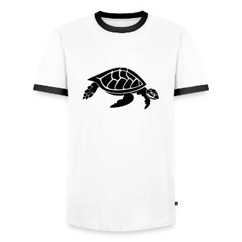 Tortue - T-shirt contrasté Homme - blanc/noir - Devant - AI Model Female 172 light (172cm) & AI Model Male 178 dark (178cm)