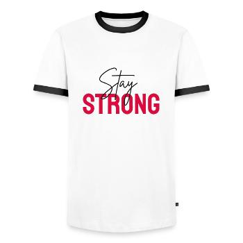 Restez fort - T-shirt contrasté Homme - blanc/noir - Devant - AI Model Female 172 light (172cm) & AI Model Male 178 dark (178cm)