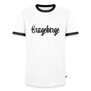 Erzgebirge Heimat - Männer Kontrast-T-Shirt - Weiß/Schwarz - Vorne - AI Model Female 172 light (172cm) & AI Model Male 178 dark (178cm)