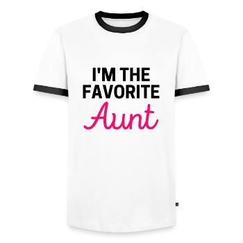Ich bin die Lieblingstante, neue Tante - Männer Kontrast-T-Shirt - Weiß/Schwarz - Vorne - AI Model Female 172 light (172cm) & AI Model Male 178 dark (178cm)