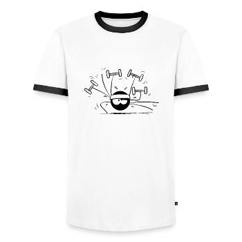 Beth l'araignée - Le fitness (version sans texte) - T-shirt contrasté Homme - blanc/noir - Devant - AI Model Female 172 light (172cm) & AI Model Male 178 dark (178cm)