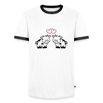 vaches amoureuses - T-shirt contrasté Homme - blanc/noir - Devant - AI Model Female 172 light (172cm) & AI Model Male 178 dark (178cm)