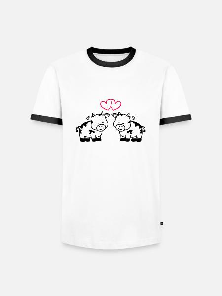 cows in love - Männer Kontrast-T-Shirt - Weiß/Schwarz