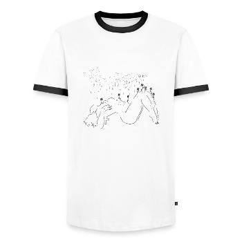 Déesse de la pluie - T-shirt contrasté Homme - blanc/noir - Devant - AI Model Female 172 light (172cm) & AI Model Male 178 dark (178cm)