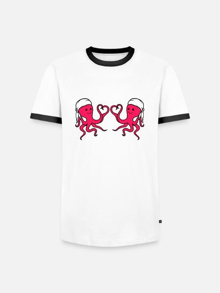 Octopus in Love Pirate 2 - Men's Ringer Shirt - white/black