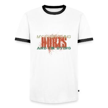MY EVERYTHING HURTS AND I'M DYING Everything hurts - Men's Ringer Shirt - white/black - Front - AI Model Female 172 light (172cm) & AI Model Male 178 dark (178cm)