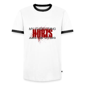MY EVERYTHING HURTS AND I'M DYING Everything hurts - Männer Kontrast-T-Shirt - Weiß/Schwarz - Vorne - AI Model Female 172 light (172cm) & AI Model Male 178 dark (178cm)