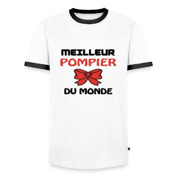 MEILLEUR POMPIER DU MONDE - T-shirt contrasté Homme - blanc/noir - Devant - AI Model Female 172 light (172cm) & AI Model Male 178 dark (178cm)