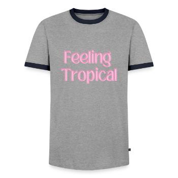Feeling Tropical - Männer Kontrast-T-Shirt - Grau/Navy  - Vorne - AI Model Female 172 light (172cm) & AI Model Male 178 light (178cm)