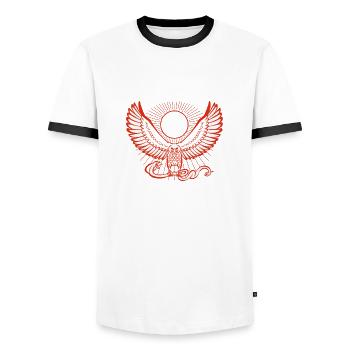 Eagle and Snake (V3) - Men's Ringer Shirt - white/black - Front - AI Model Female 172 light (172cm) & AI Model Male 178 dark (178cm)