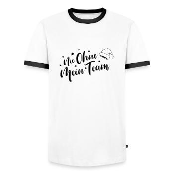 Team Christmas - Men's Ringer Shirt - white/black - Front - AI Model Female 172 light (172cm) & AI Model Male 178 dark (178cm)