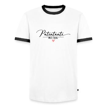 Godmother with a heart - Men's Ringer Shirt - white/black - Front - AI Model Female 172 light (172cm) & AI Model Male 178 dark (178cm)