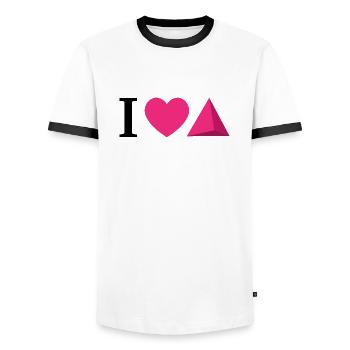 Ich liebe Geometrie.Valentinstag Valentinstag - Männer Kontrast-T-Shirt - Weiß/Schwarz - Vorne - AI Model Female 172 light (172cm) & AI Model Male 178 dark (178cm)