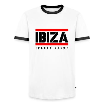 Ibiza Party Crew - Men's Ringer Shirt - white/black - Front - AI Model Female 172 light (172cm) & AI Model Male 178 dark (178cm)