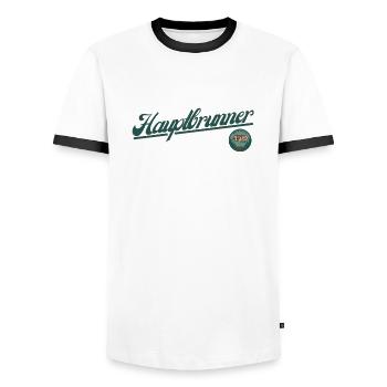 Hauptbrunner - Männer Kontrast-T-Shirt - Weiß/Schwarz - Vorne - AI Model Female 172 light (172cm) & AI Model Male 178 dark (178cm)