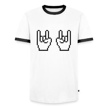 Aiguilles Rock Pixel - T-shirt contrasté Homme - blanc/noir - Devant - AI Model Female 172 light (172cm) & AI Model Male 178 dark (178cm)