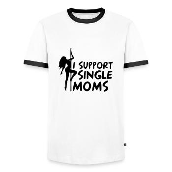 in support of single moms - Men's Ringer Shirt - white/black - Front - AI Model Female 172 light (172cm) & AI Model Male 178 dark (178cm)