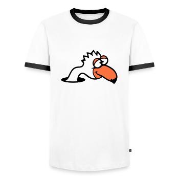 Oiseau Trou Inférieur Drôle Dingo Idiot Confus Amusant - T-shirt contrasté Homme - blanc/noir - Devant - AI Model Female 172 light (172cm) & AI Model Male 178 dark (178cm)