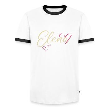 Elena Name Vorname Kalligrafieherz - Männer Kontrast-T-Shirt - Weiß/Schwarz - Vorne - AI Model Female 172 light (172cm) & AI Model Male 178 dark (178cm)