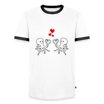 octopus love - Männer Kontrast-T-Shirt - Weiß/Schwarz - Vorne - AI Model Female 172 light (172cm) & AI Model Male 178 dark (178cm)