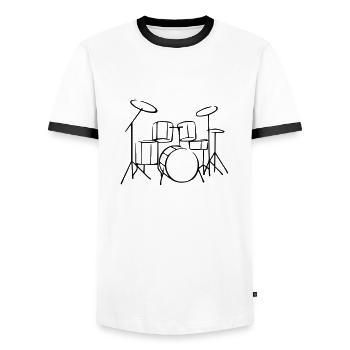 schlagzeug - Männer Kontrast-T-Shirt - Weiß/Schwarz - Vorne - AI Model Female 172 light (172cm) & AI Model Male 178 dark (178cm)