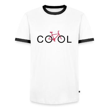 cool mountainbike - Men's Ringer Shirt - white/black - Front - AI Model Female 172 light (172cm) & AI Model Male 178 dark (178cm)