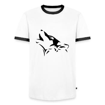 Loup hurlant - T-shirt contrasté Homme - blanc/noir - Devant - AI Model Female 172 light (172cm) & AI Model Male 178 dark (178cm)